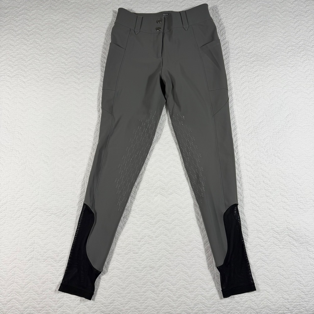 Free Ride Equestrian Womens Breeches Size 28x28 Silicone Grip Mesh Gray NWOT